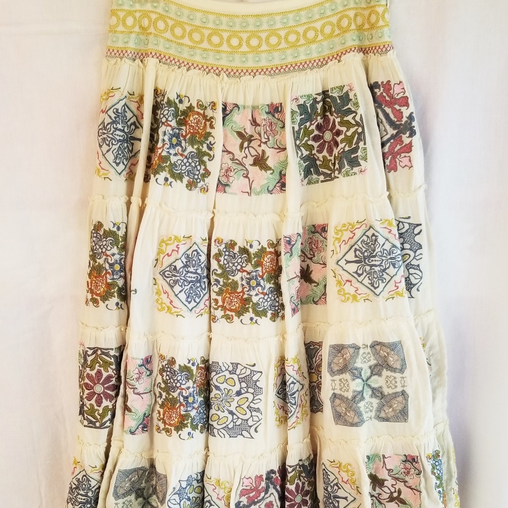 Unique Designer Biya Quilted A-Line Skirt XS